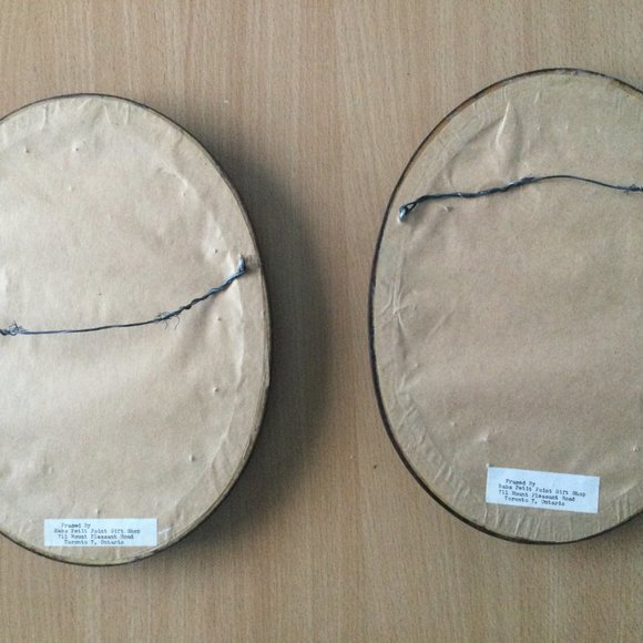 2 Vintage Framed petit point needlework embroidery wall hanging native children - Picture 7 of 7